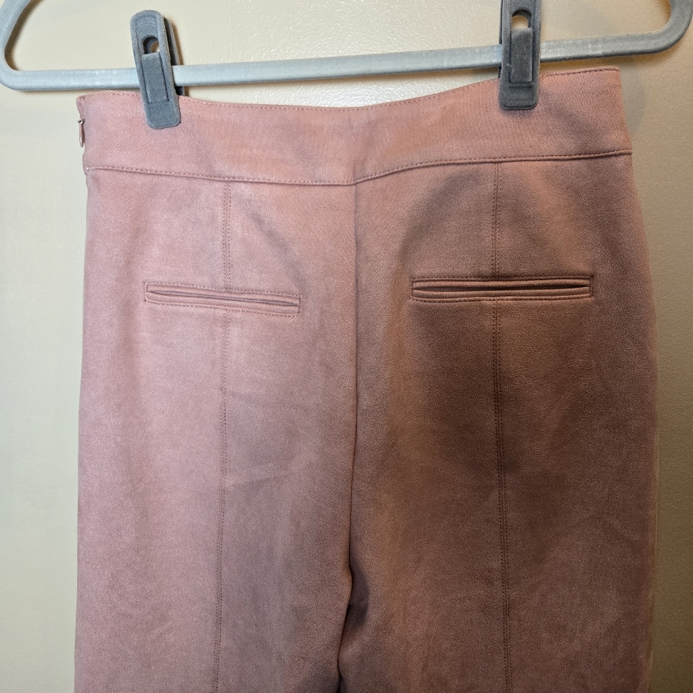 Ann Taylor Petite Blush Pink Faux Suede Size 2P NEW Cropped Straight Leg Pants - Picture 8 of 12